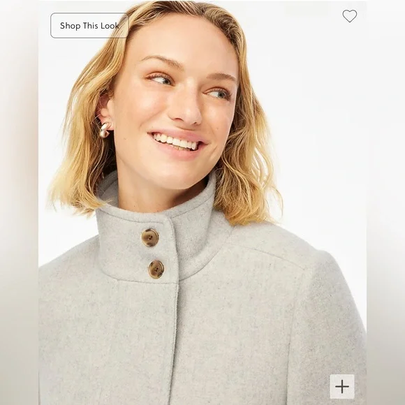 NWT J. Crew Petite Wool Blend button-neck city coat light gray BU264 - Picture 4 of 9